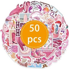50PCS Aesthetic Pink Ocean Stickers Pack – Summer Beach Graffiti Vinyl Stickers