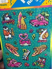 Vintage 1990 3M Post-It Removable Stickers Neon Surf Animals HQ-520 90s Retro