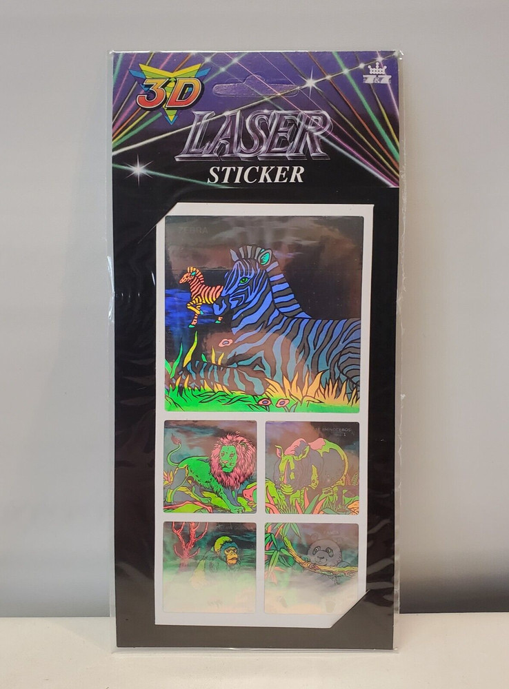 3D Laser Hologram Sticker Sheet African Animals 1994 Adorn Gift