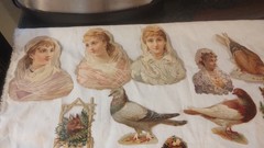 Fantastic Lot Antique Die Cut Scraps Dogs Cats Horses Children Birds 1800s