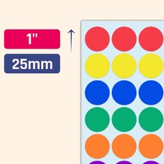 1000 Pack, 1 inch – Colored Round Circle Dot Stickers, Garage Yard Sale Price St