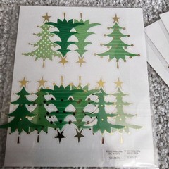 Christmas Stickers Green Christmas Trees Gold Ornaments Mix Of New & Open Packs