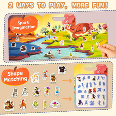 Reusable Sticker Books for Toddlers 1-3, Puffy Stickers for Ages 2-4 (3 Set)
