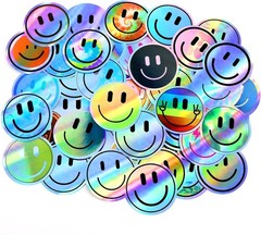 50PCS Smile Holographic Stickers | Cute Water Bottle Stickers for Kids, for T…