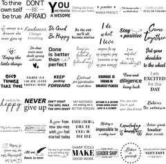 50PCS Transparent Motivational Quote Stickers,Black Inspirational Positive Affir