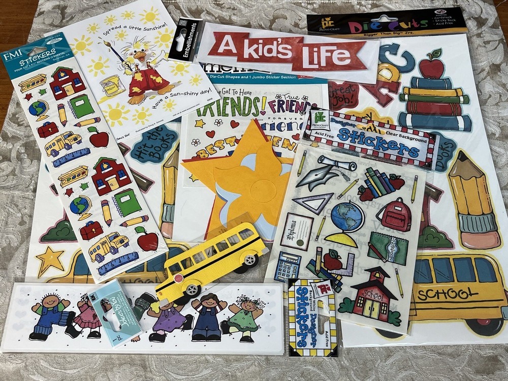 Sandy Lion SCHOOL DAYS THEMED Assorted Scrapbook Craft Sticker Pack Bundle