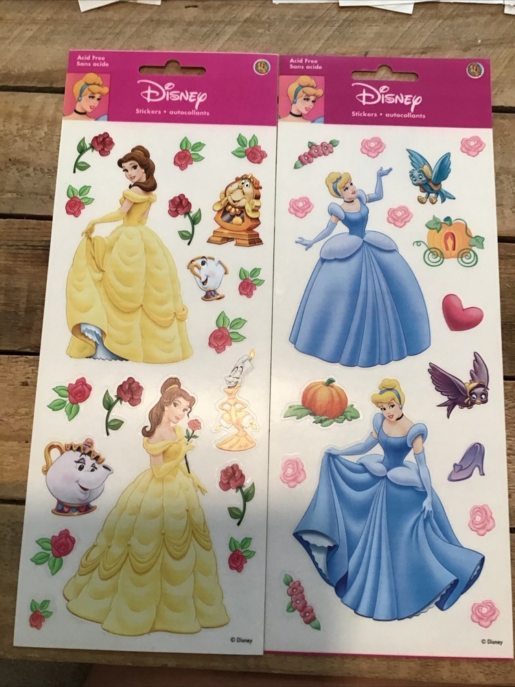 Vintage Sandylion Disney Princess (Belle & Cinderella) Sticker Lot