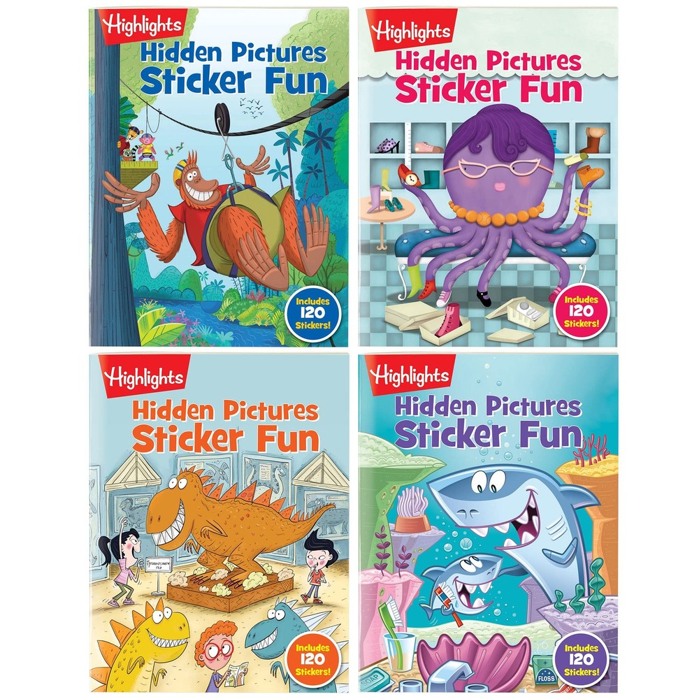 Highlights Hidden Pictures Sticker Fun for Kids Ages 3-6, 4-Pack, 64 Pages of…