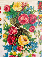 VTG VICTORIAN SCRAP PZB ROSE BASKETS VASES EMBOSSED DIECUT GERMANY
