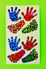 Vintage Hambly Hands & Feet Prints Sparkly Sticker Sheet