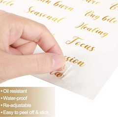7 Sheets Essential Oil Tag Stickers for Pump Bottle, Adhesive Labels Waterproof