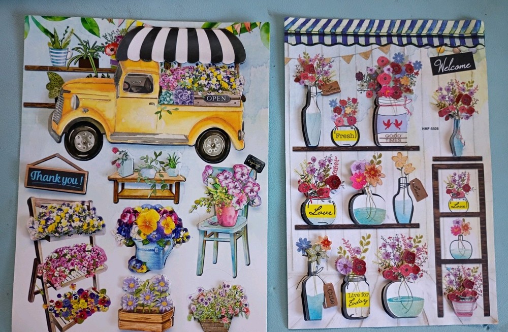 Crafter’s Square Floral Embellishment Stickers – Lot Of 2