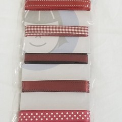 NEW Lot 3 Li’l Davis Designs Ribbon Gingham Polka Dot Solid Blue Pink Red -B