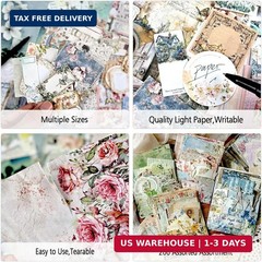 Diuhofart 400Pcs Vintage Scrapbook Supplies Kit, Scrapbook Paper and Journaling