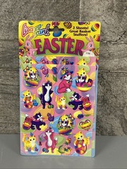 Vintage Lisa Frank – Easter Stickers – 2 Sheets – Sheep, Bunny, Kitten & more