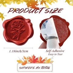 50pcs Red Rose Wax Seal Stickers, Rose Wax Seal, Red Rose Stickers for Envelo…