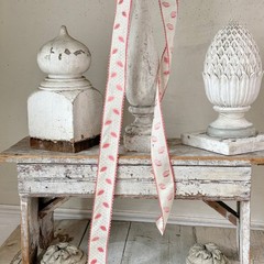 2.63 yards x 1.75 antique Pink French Ribbon silk woven 18th century note hand