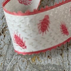 2.63 yards x 1.75 antique Pink French Ribbon silk woven 18th century note hand