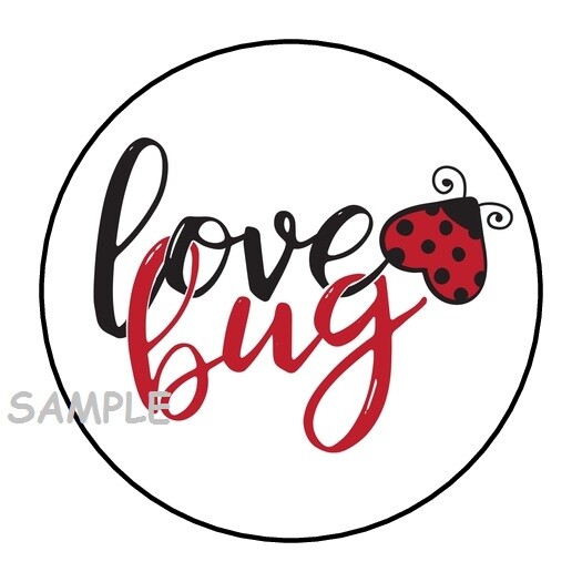 30 LOVE BUG ENVELOPE SEALS LABELS STICKERS 1.5″ ROUND LADYBUG GIFTS FAVORS