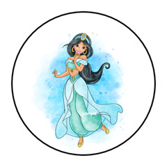 30 JASMINE STICKERS ENVELOPE SEALS LABELS 1.5″ ROUND ALADDIN CUSTOM MADE