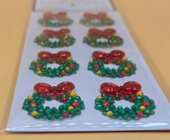 Christmas Paper Crafts WREATH GEMS 8pc Dimensional Stickers, NEW