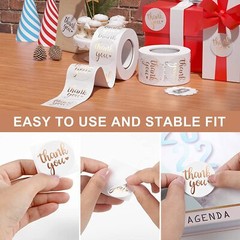 1.5Inch Thank You Stickers Roll 500 Pcs Rose Gold Thank You Stickers Lables Tags
