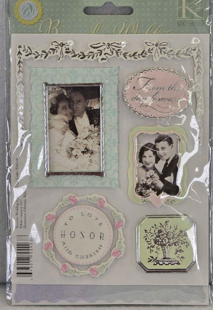K & Company Brenda Walton Wedding Stickers Frames & Tags Dimensional Pastels