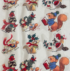 Vintage American Greetings Stickers Christmas Animals Raccoon Bunny 8 Sheets New