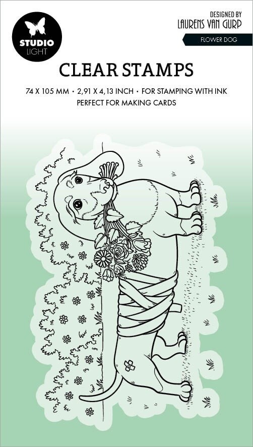 STUDIO LIGHT – CLEAR ACRYLIC STAMPS – FLOWER DOG