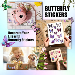 Arme Butterfly Stickers(635 Pcs, 48 Sheets), Flower Stickers for Scrapbooking, J