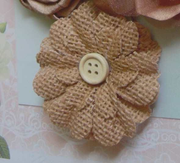 BURLAP Petal Daisy NATURAL 65mm Single Flower Button Centre 10cm Stem DB F