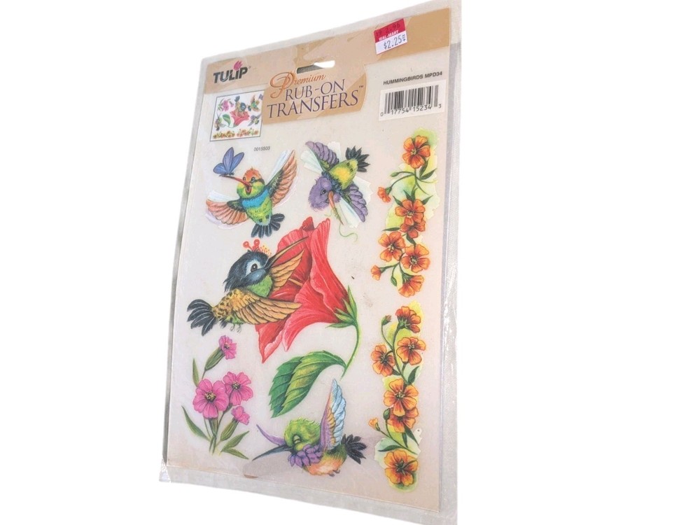 Rub On Transfer Stickers Hummingbirds Acid Free 2002 Tulip-Brand 1 Sheet 7×10 in