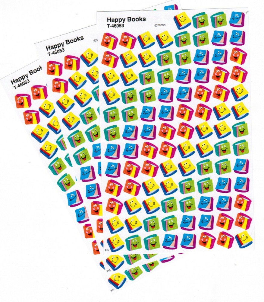 3 Sheets HAPPY BOOKS Reading 300 Scrapbook Stickers!!