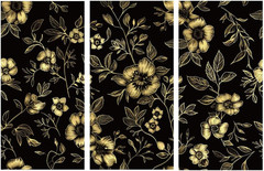 Gold Peonies Rub on Transfers for Crafts and Furniture 3 Sheet 6″X12″ Vintage Fl