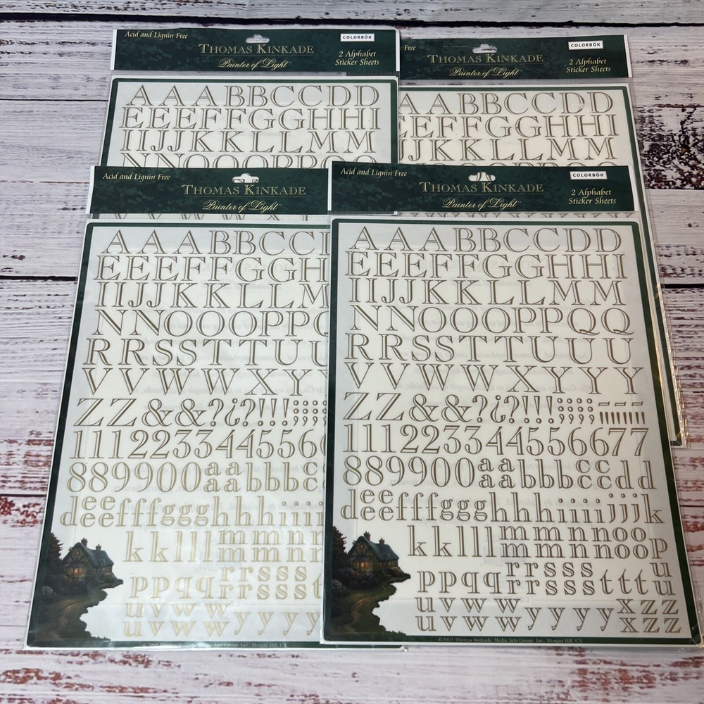 4 Packages Thomas Kincade Gold Caslon Alphabet Painter Of Light Sticker Sheets