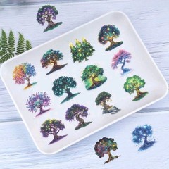 20pcs Witch Transparent Magic Tree Stickers, Forest Waterproof Envelopes Bottles