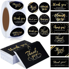 1120 Pcs Thank You Cards and Stickers Set, Include 120 Business Card 1000 Roll L