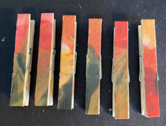 Set Of 6 Floral Magnetic Clothespins Hold Pictures Paper Refrigerator Magnet