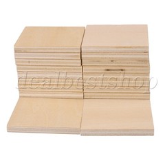 40PCS Square Wooden Sheet Unfinished for Holiday Decor Coasters Home Decorations