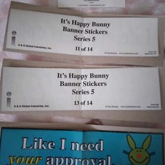 Lot of 4 Jim Benton Vending Machine Stickers Happy Bunny & Just Jimmy Y2K