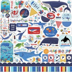 12×12 Sheet of Carta Bella Paper FISH ARE FRIENDS Scrapbook Element Stickers