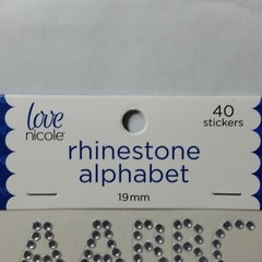 Rhinestone Alphabet Stickers 19mm 2 Sheets 40 Stickers Each Bling