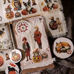 Halloween 2 Small Rub On Transfers Stickers Crafts for Paper Wood Fabric DIY