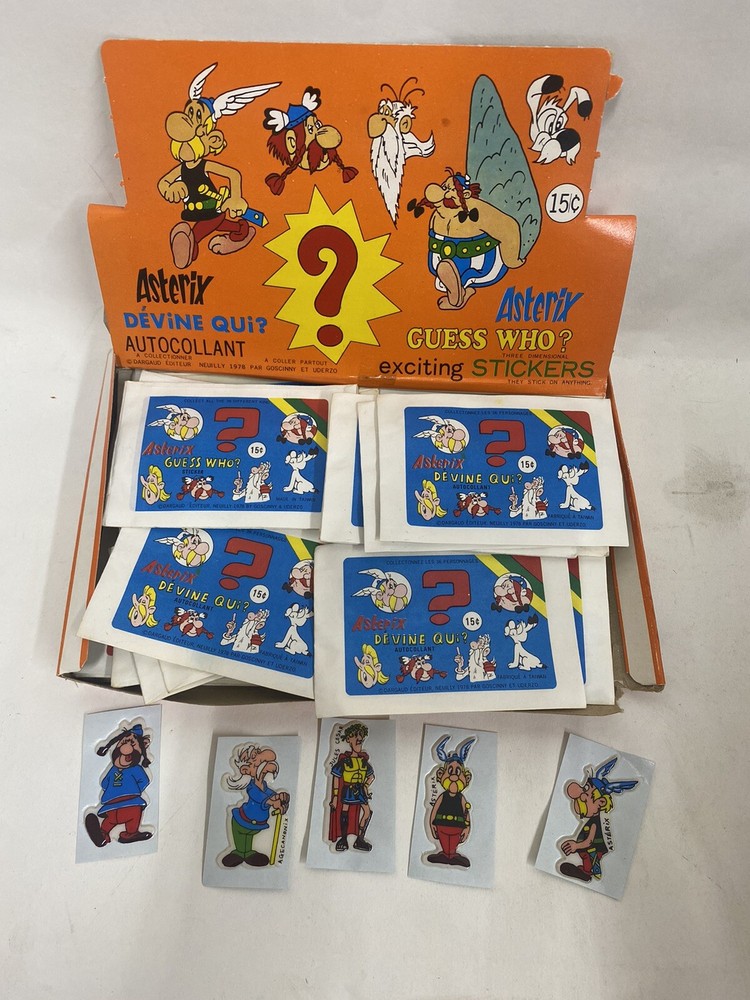 Vintage 1978 ASTERIX & Obelix 3D Puffy Stickers Guess Who style 72 packs