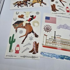Vtg Mrs. Grossmans Stickers Cowboys Fishing Ship Western