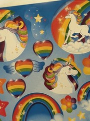 Vintage Rainbow Unicorn Sticker Sheets Lot NOS 80s Bright Colorful Y2k Retro