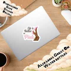 Girly pink sticker, Laptop Sticker, Waterproof Water Bottle Sticker, funny decal