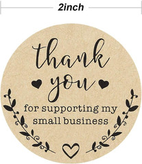 2» Thank You for Supporting My Small Business Stickers, Kraft Labels Custom Sti