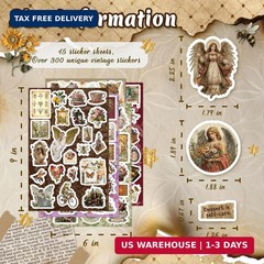300 Pcs Vintage Stickers, Junk Journal Supplies, Cute Stickers for Journaling Su