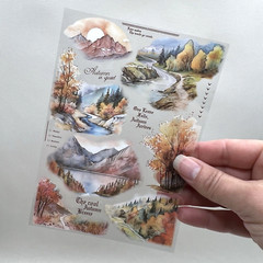 2 Sheets Fall Landscape Stickers Gold Foil Accents *See Description*